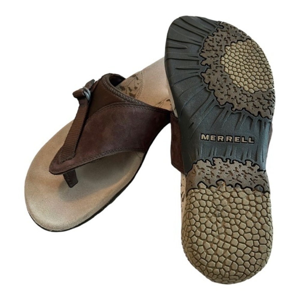 Women's Brown Leather Toe-Post Sandals - Picture 6 of 6